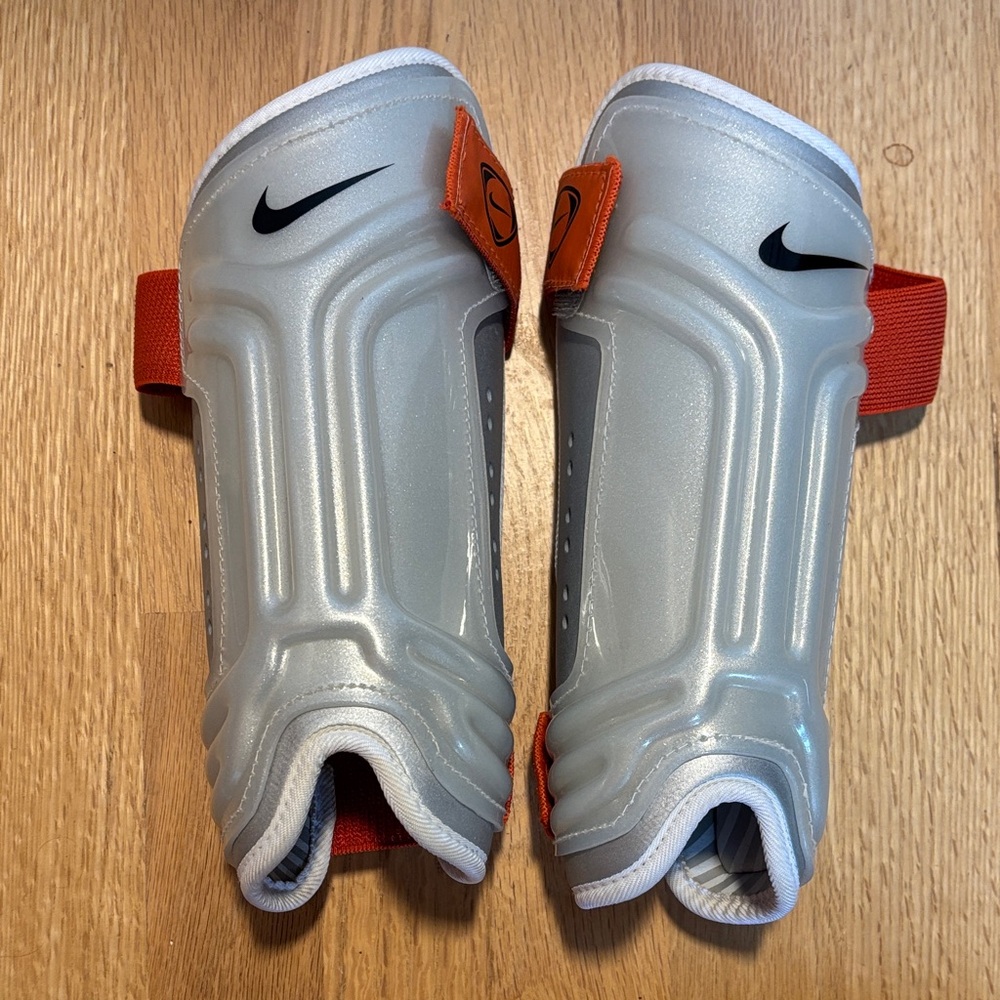 Nike Soccer Shin Guards with Orange Velcro Med